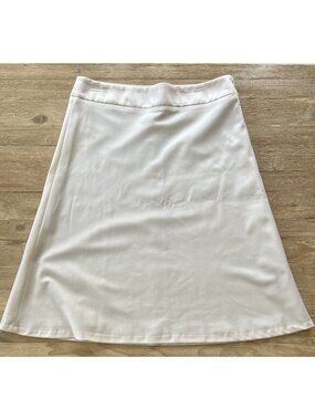 Talbots Womens Ivory Italian Flannel Wool Midi A line Skirt Lined Size 20 NEW